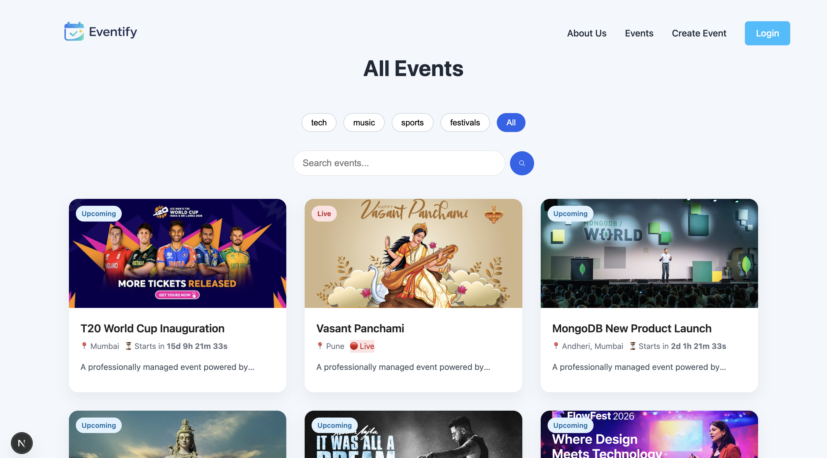 Eventify Dashboard Preview